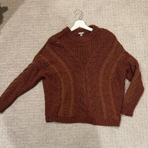 Ecote Cozy Brown Cable Knit Sweater